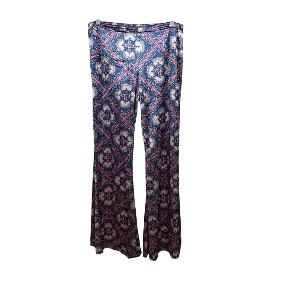 Band Of Gypsies Womens Bohemian Print Flared Pants M 100% Polyester